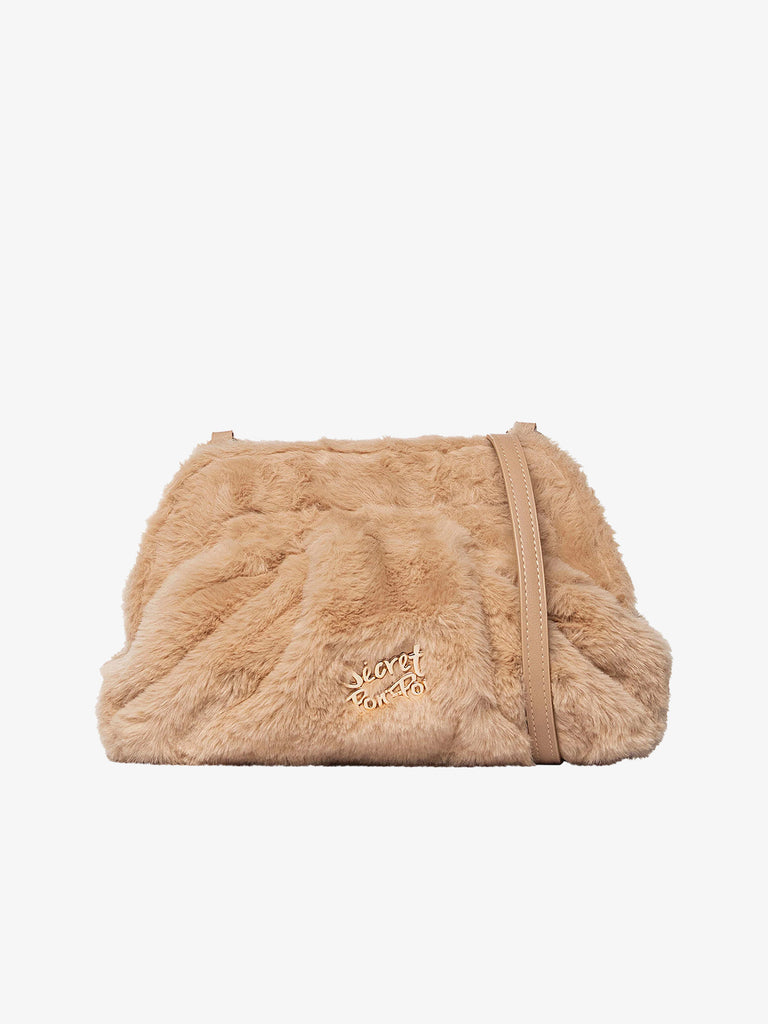 SECRET PON PON borse a spalla donna margaret fur clutch s beige