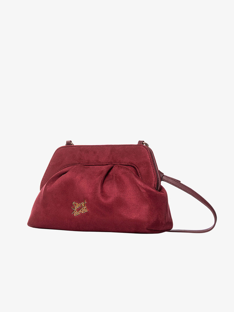 SECRET PON PON borse a spalla donna margaret suede clutch s bordeaux