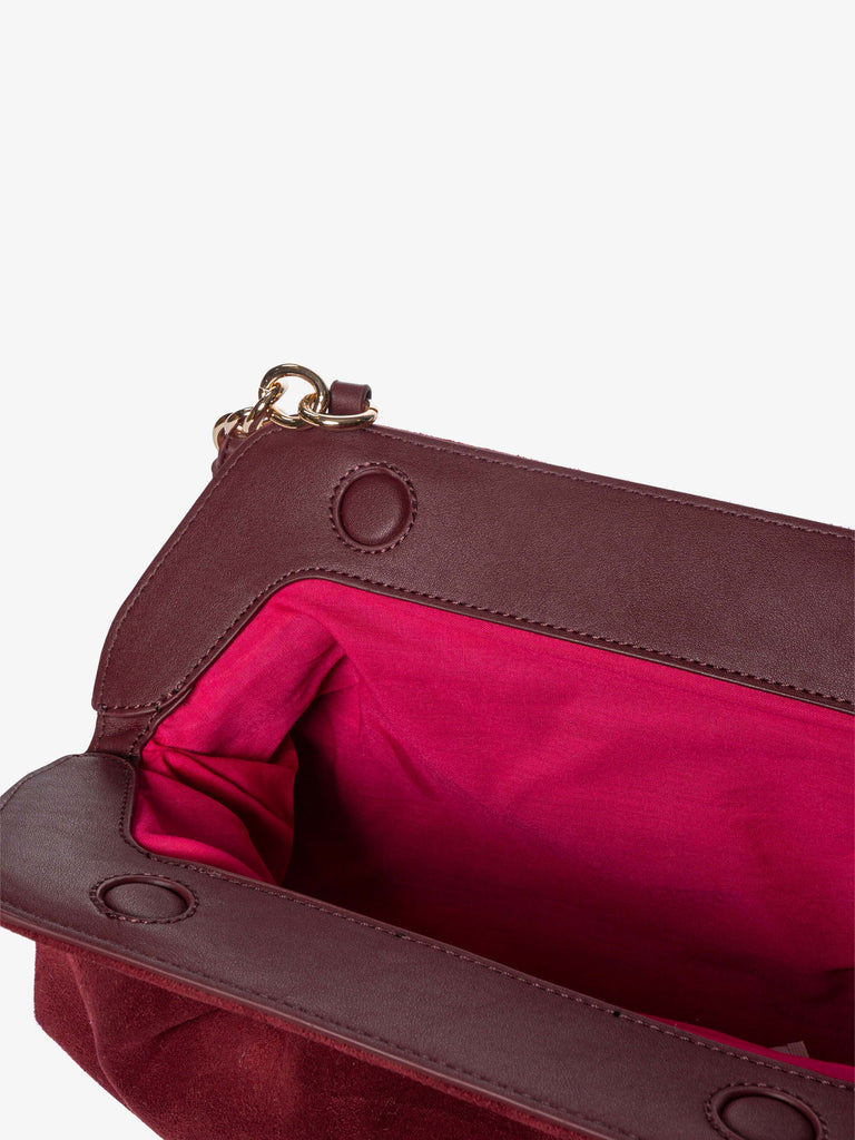 SECRET PON PON borse a spalla donna margaret suede clutch s bordeaux