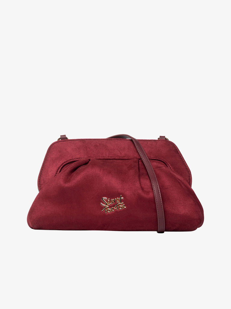 SECRET PON PON borse a spalla donna margaret suede clutch s bordeaux