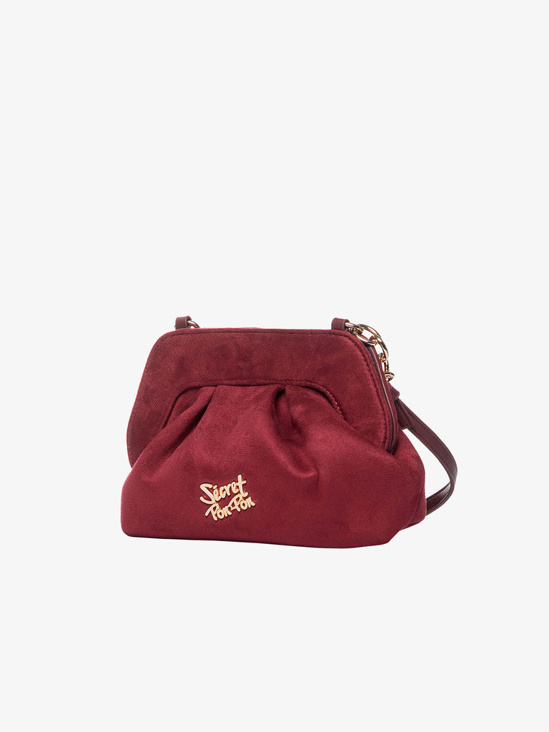 SECRET PON PON borse a spalla donna margaret suede clutch s bordeaux