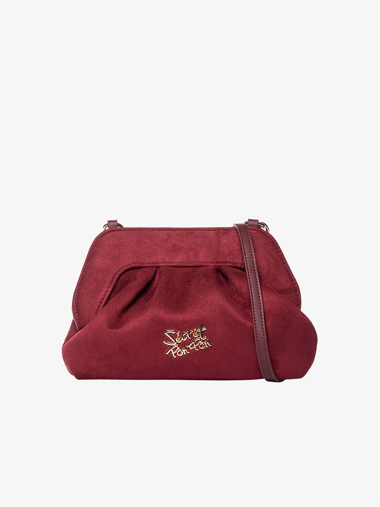 SECRET PON PON borse a spalla donna margaret suede clutch s bordeaux