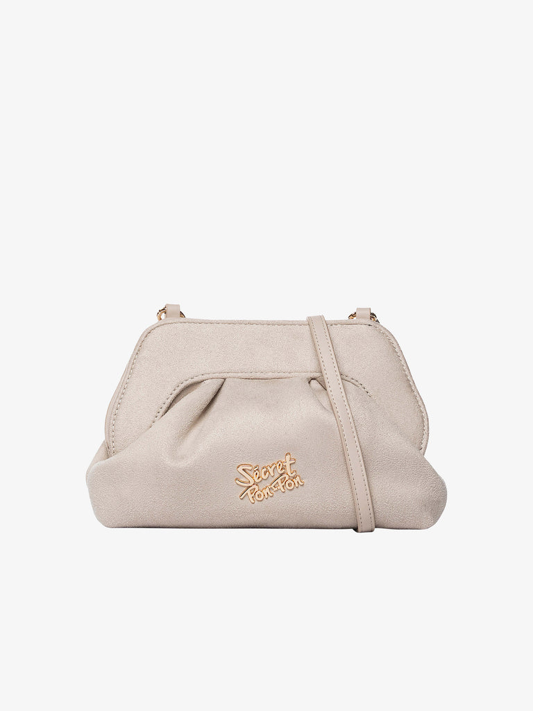 SECRET PON PON borse a spalla donna margaret suede clutch s beige