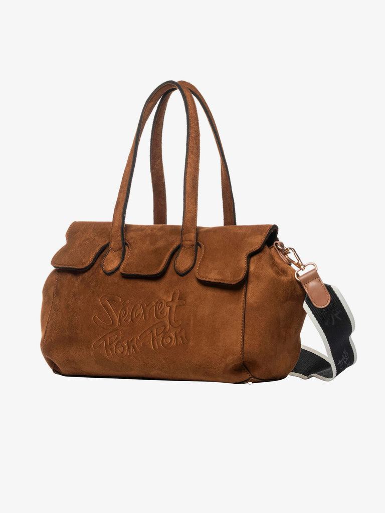 SECRET PON PON borse a spalla donna monica suede tote m marrone