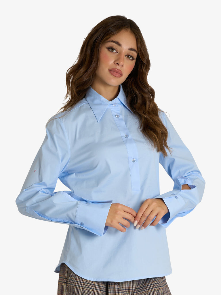 SEMICOUTURE camicia gertrudis donna azzurro cotone