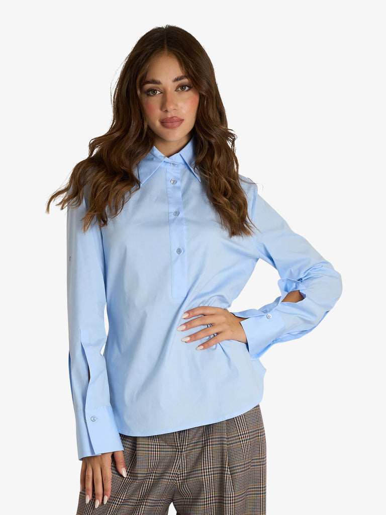 SEMICOUTURE camicia gertrudis donna azzurro cotone