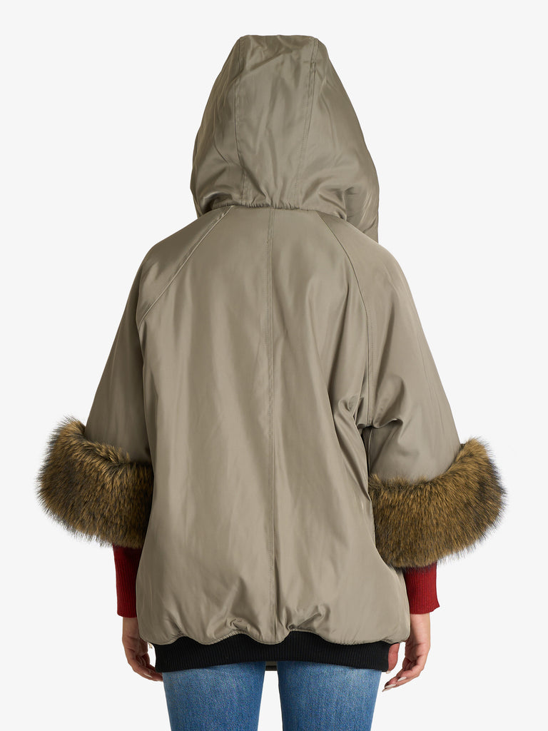 SOUVENIR giubbotto con cappuccio ed inserti donna verde