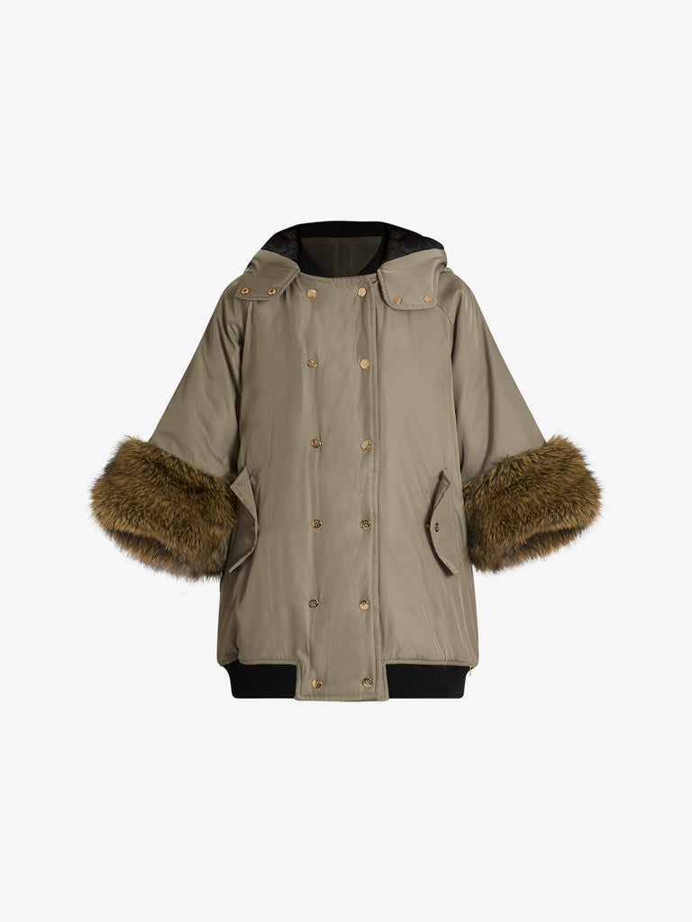 SOUVENIR giubbotto con cappuccio ed inserti donna verde