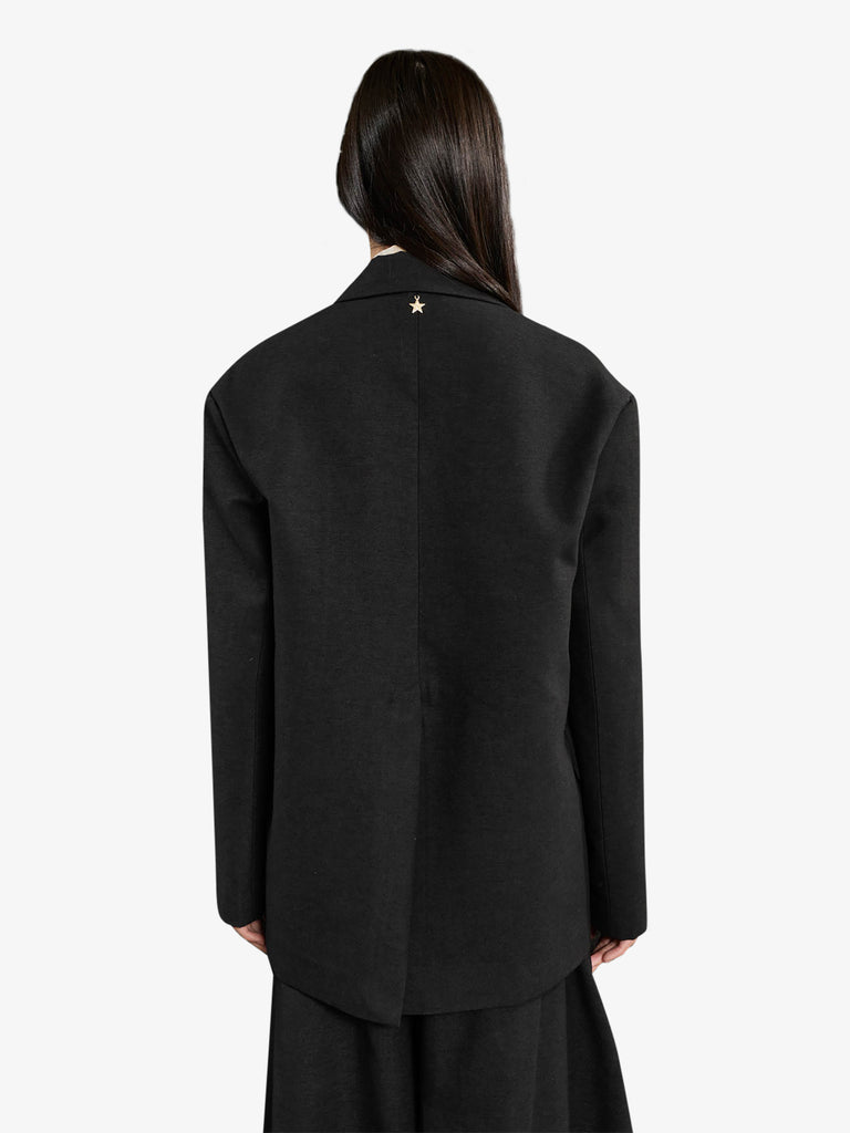 SOUVENIR blazer con fiori di tessuto e cut-out donna nero cotone