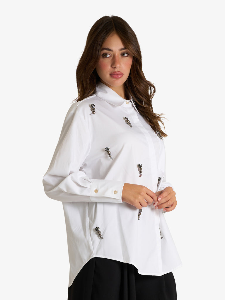 SOUVENIR camicia con applicazioni donna bianco