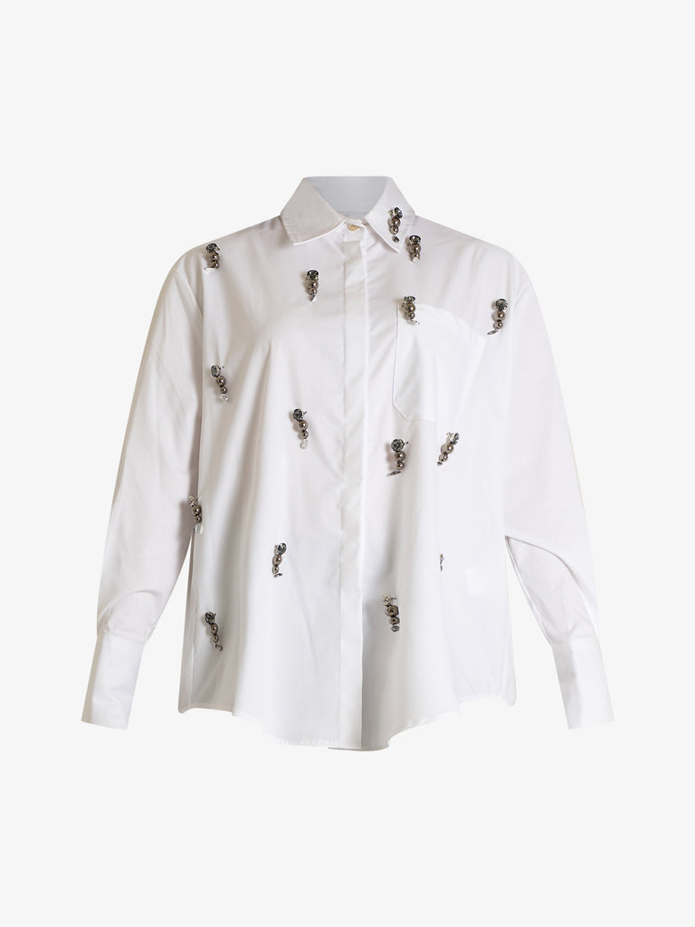 SOUVENIR camicia con applicazioni donna bianco