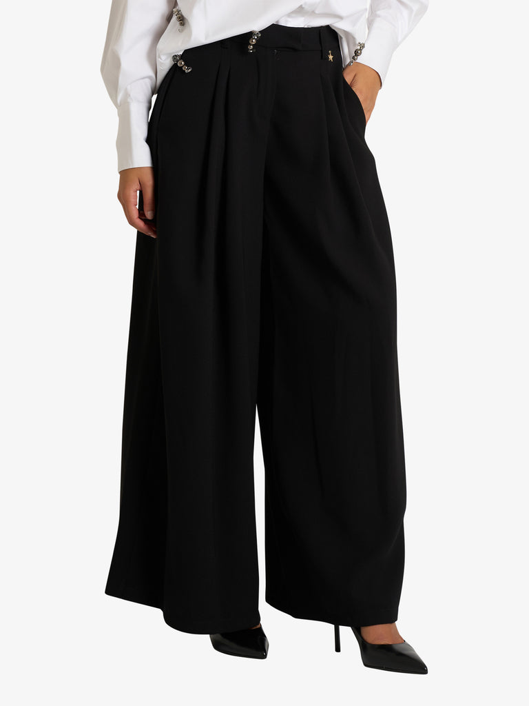 SOUVENIR pantalone con riprese donna nero