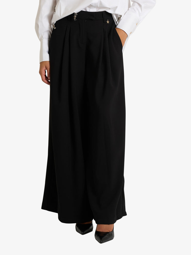 SOUVENIR pantalone con riprese donna nero