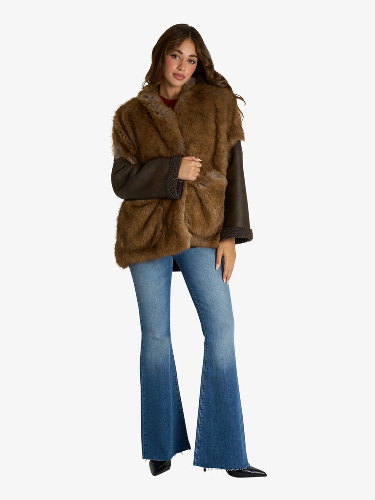 SOUVENIR pelliccia doppio tessuto donna verde