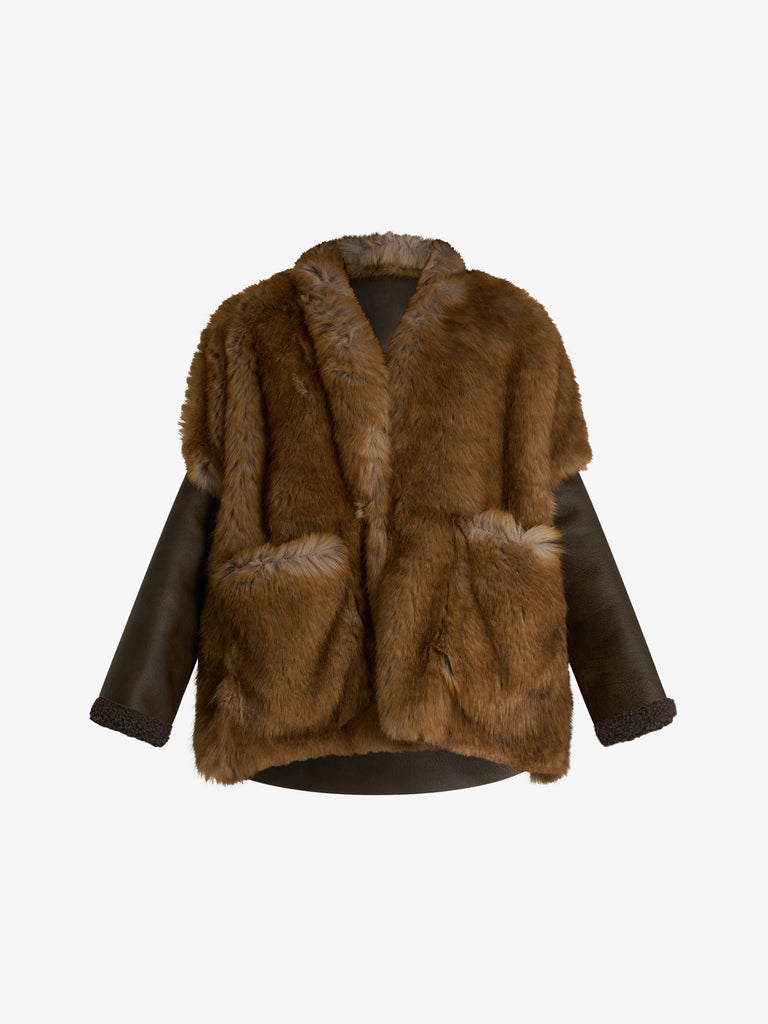 SOUVENIR pelliccia doppio tessuto donna verde