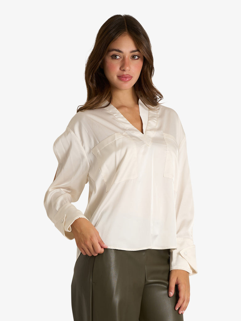 SOUVENIR camicia con cut-out donna panna