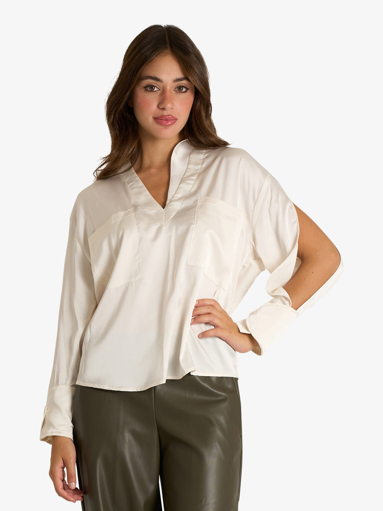 SOUVENIR camicia con cut-out donna panna