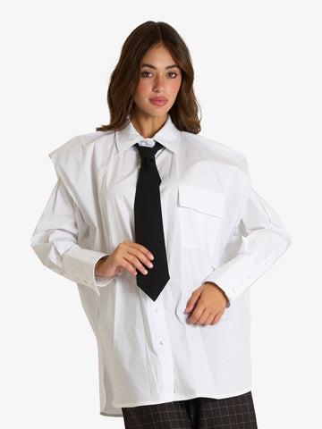 SOUVENIR camicia in popeline di cotone donna bianco