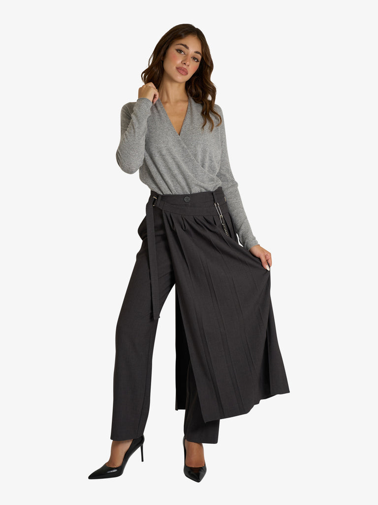 SOUVENIR pantalone con gonna applicata donna grigio