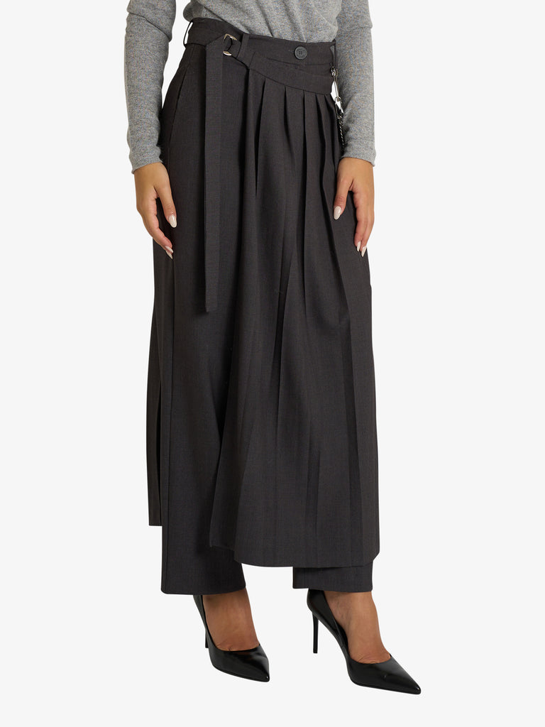 SOUVENIR pantalone con gonna applicata donna grigio