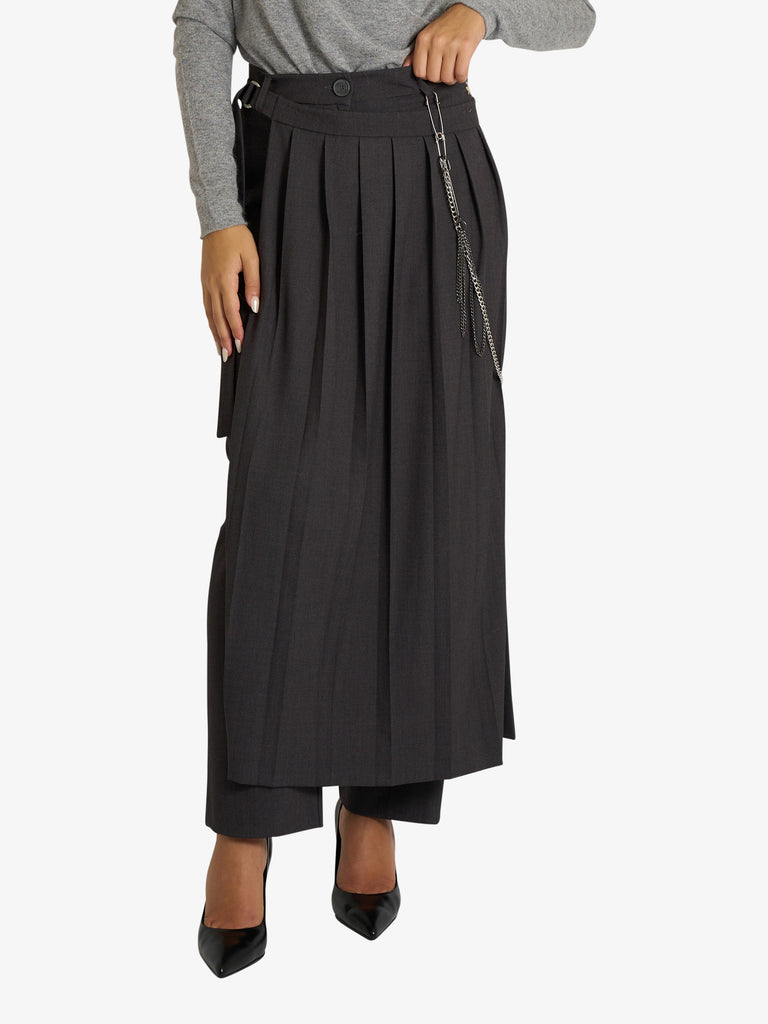 SOUVENIR pantalone con gonna applicata donna grigio