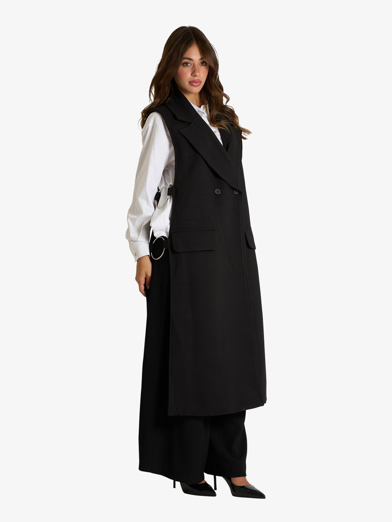 SOUVENIR gilet con spacchi donna nero