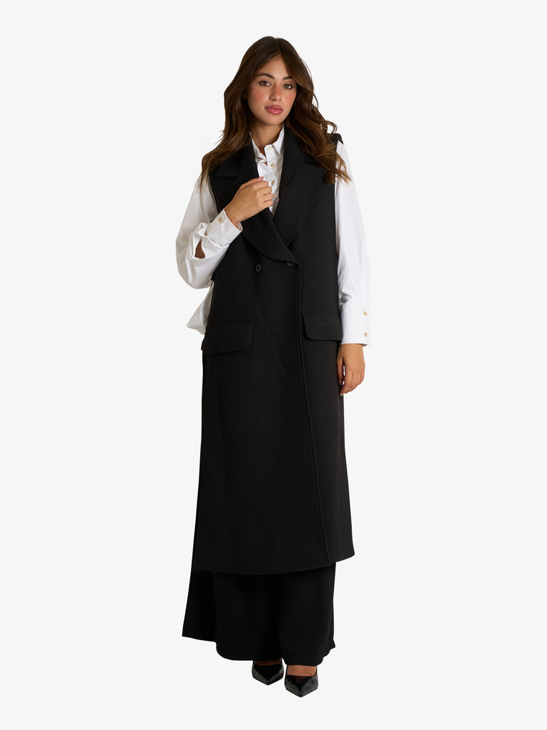 SOUVENIR gilet con spacchi donna nero
