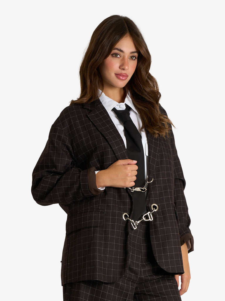 SOUVENIR blazer con moschettoni donna marrone