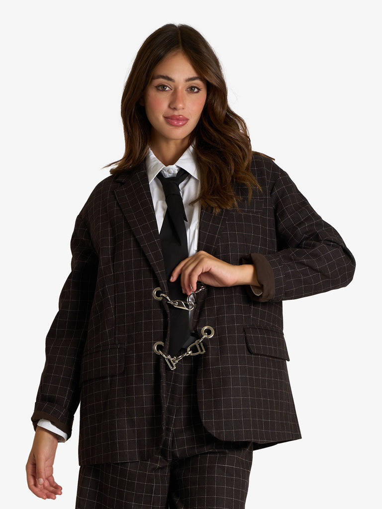 SOUVENIR blazer con moschettoni donna marrone