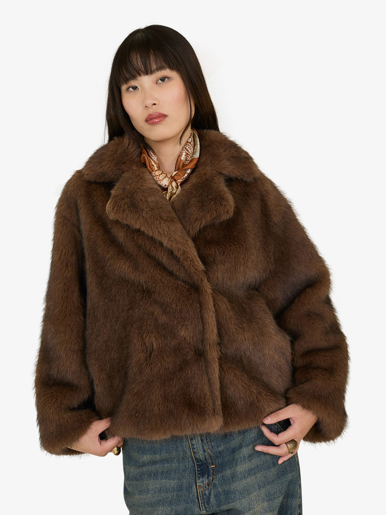 SOUVENIR pelliccia eco doppiopetto donna marrone