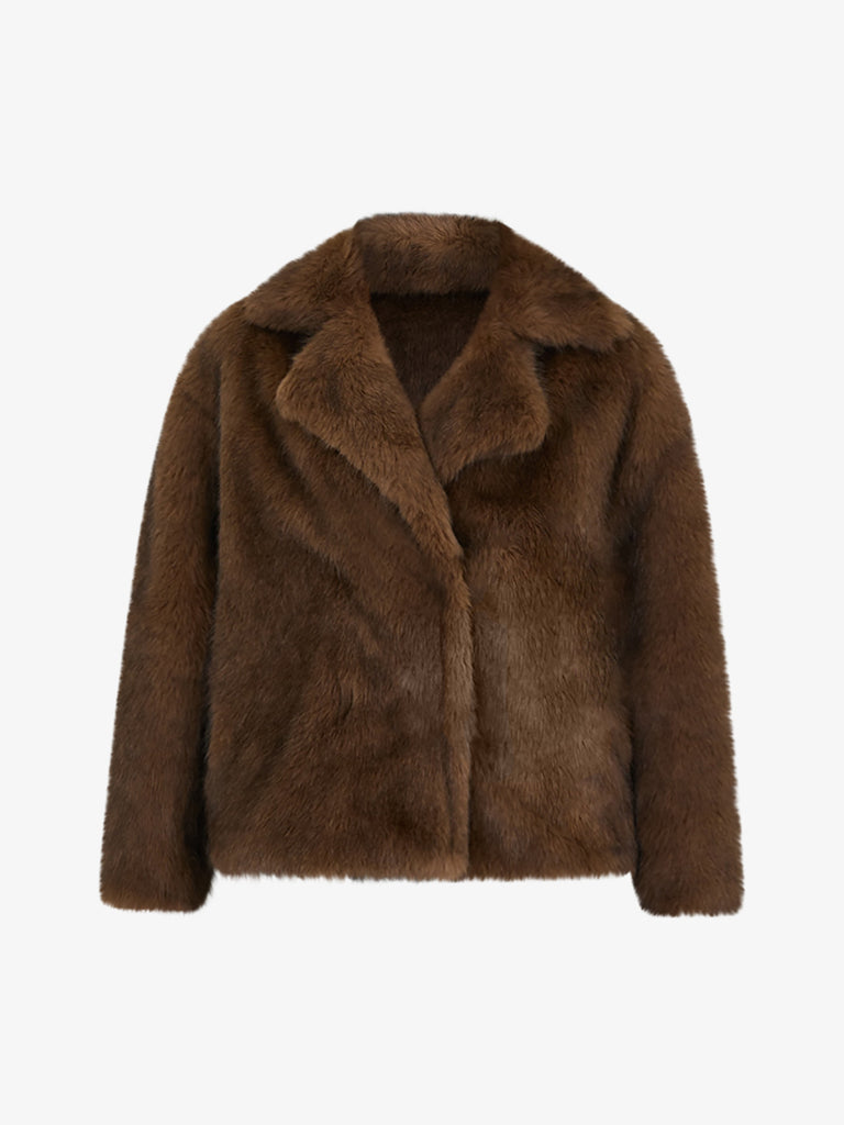 SOUVENIR pelliccia eco doppiopetto donna marrone