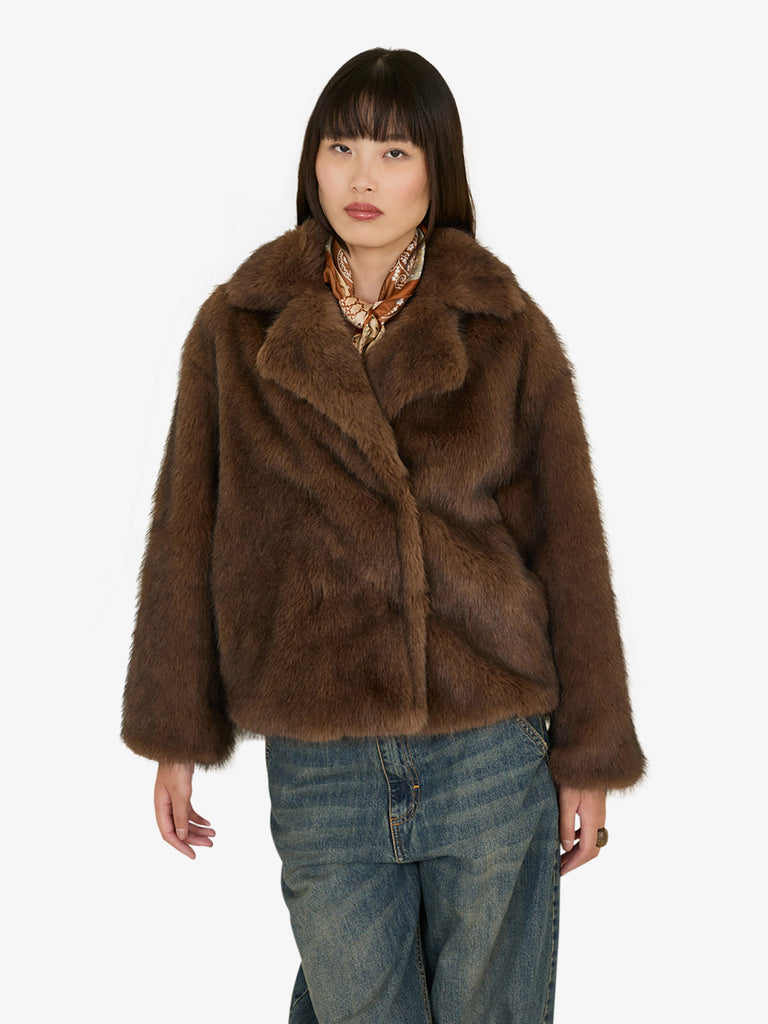 SOUVENIR pelliccia eco doppiopetto donna marrone