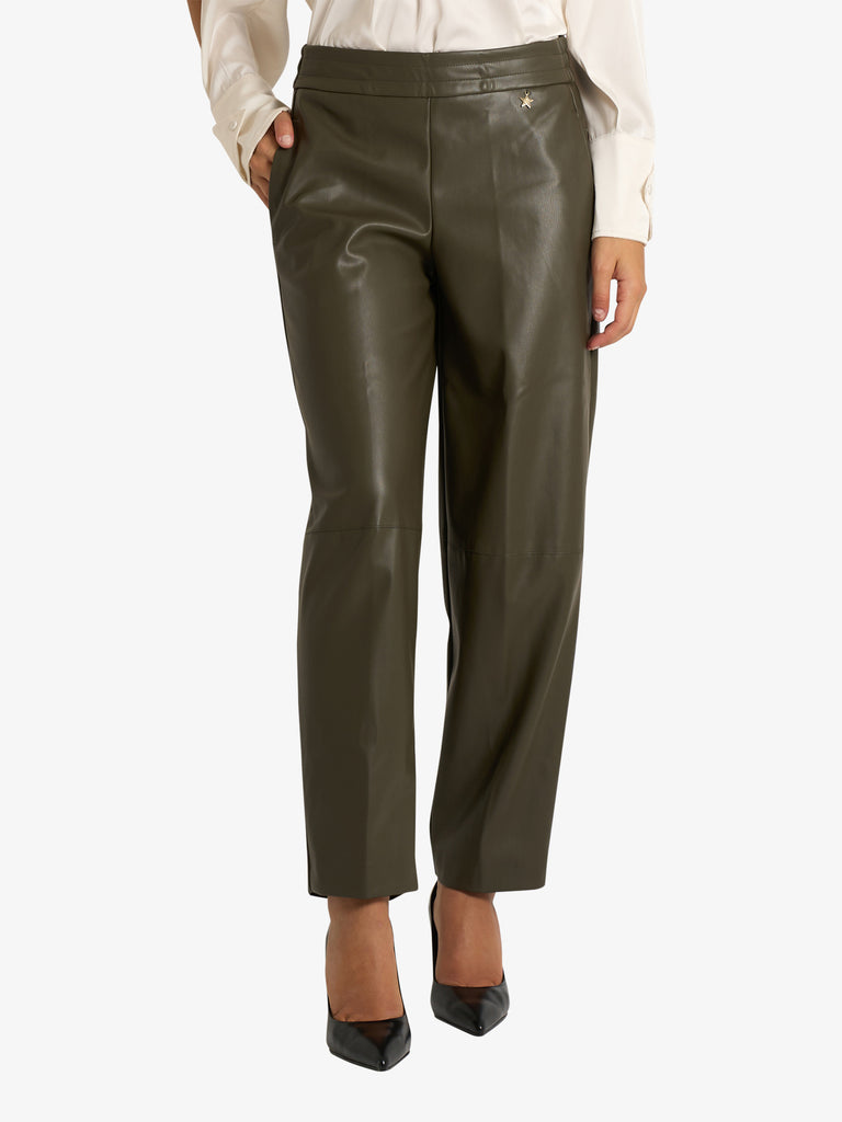 SOUVENIR pantalone effetto pelle donna militare