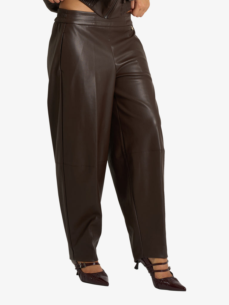 SOUVENIR pantalone effetto pelle donna marrone