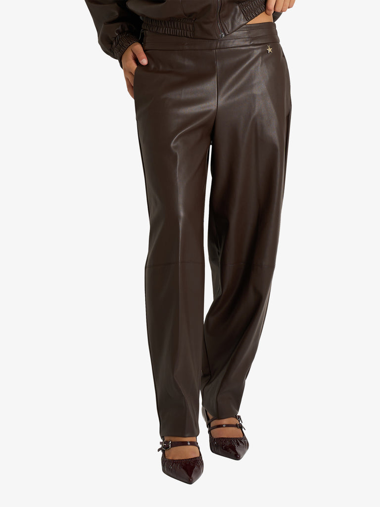 SOUVENIR pantalone effetto pelle donna marrone