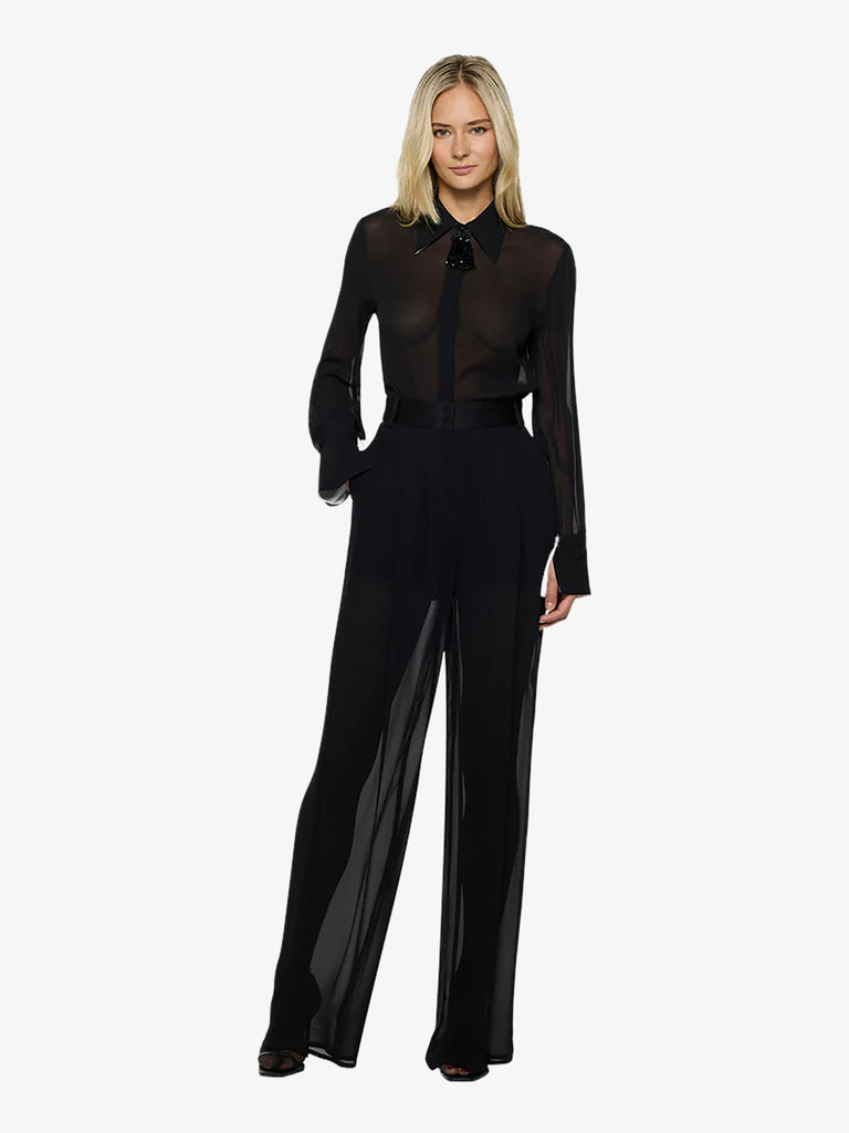 SPACE SIMONA CORSELLINI camicia in taffetà donna nero viscosa