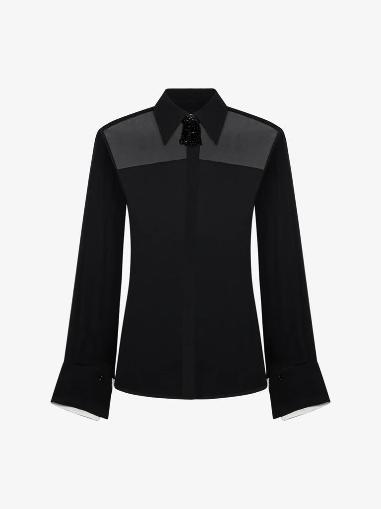 SPACE SIMONA CORSELLINI camicia in taffetà donna nero viscosa