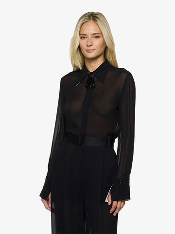 SPACE SIMONA CORSELLINI camicia in taffetà donna nero viscosa