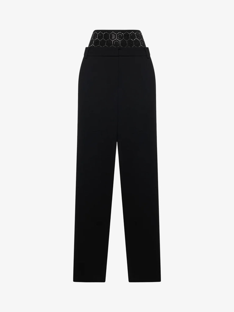 SPACE SIMONA CORSELLINI pantalone con decoro donna nero