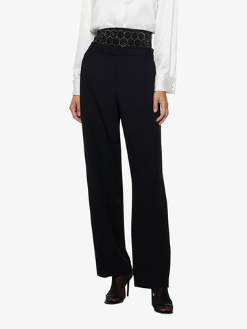 SPACE SIMONA CORSELLINI pantalone con decoro donna nero