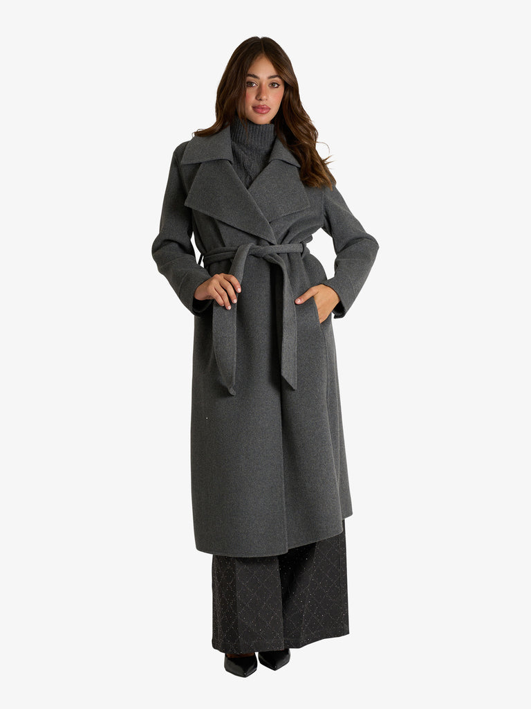 SPACE SIMONA CORSELLINI cappotto basic doppiato donna grigio