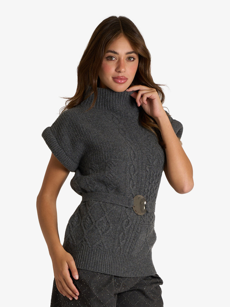 SPACE SIMONA CORSELLINI maglia in maglia donna grigio lana