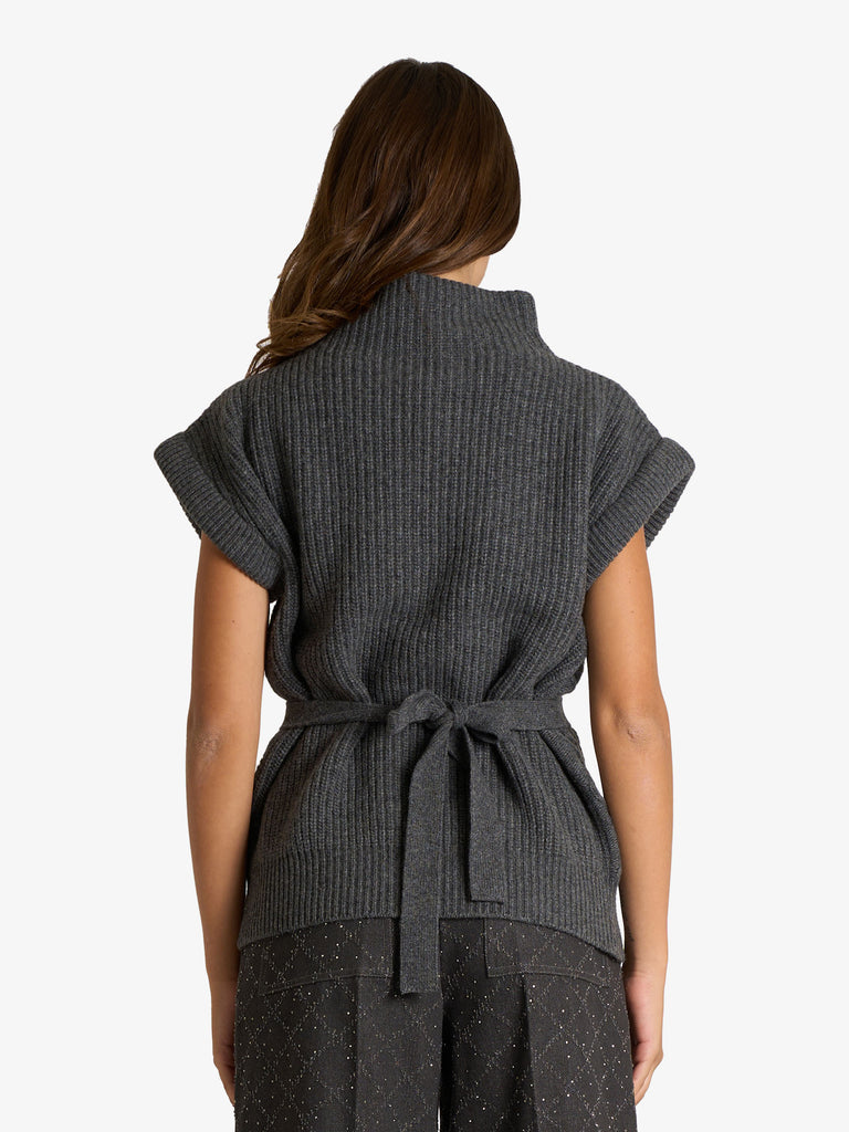 SPACE SIMONA CORSELLINI maglia in maglia donna grigio lana