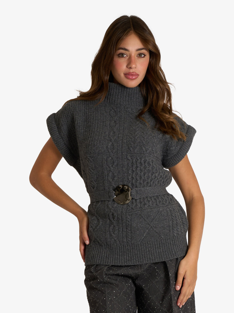 SPACE SIMONA CORSELLINI maglia in maglia donna grigio lana