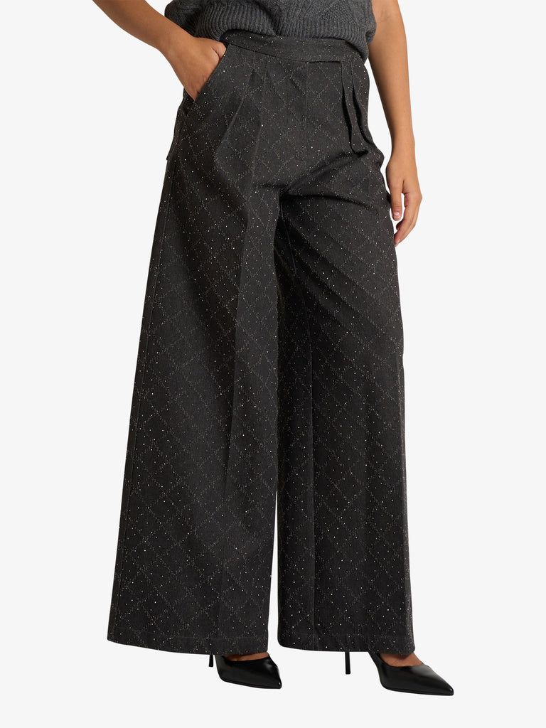 SPACE SIMONA CORSELLINI pantalone con pinces donna nero cotone