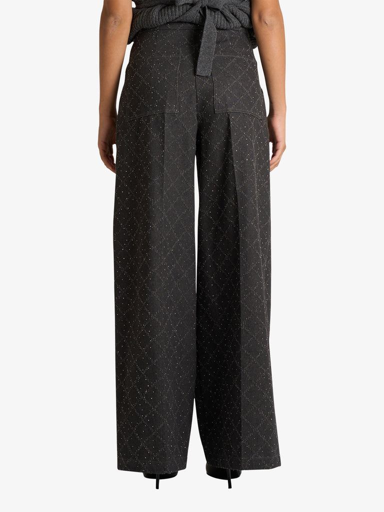 SPACE SIMONA CORSELLINI pantalone con pinces donna nero cotone