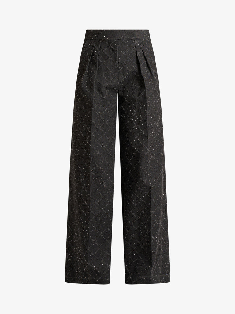 SPACE SIMONA CORSELLINI pantalone con pinces donna nero cotone