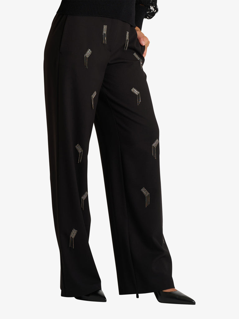 SPACE SIMONA CORSELLINI pantalone con applicazioni donna nero
