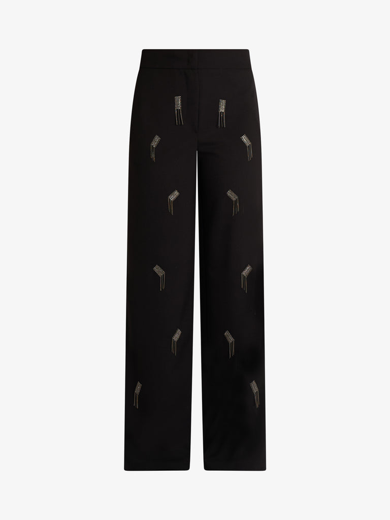 SPACE SIMONA CORSELLINI pantalone con applicazioni donna nero