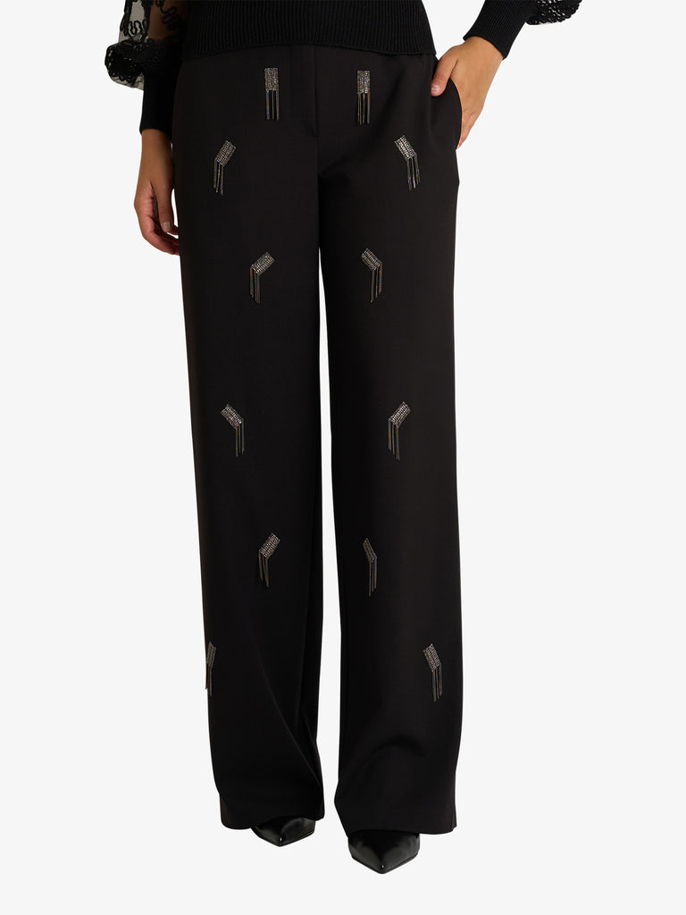 SPACE SIMONA CORSELLINI pantalone con applicazioni donna nero